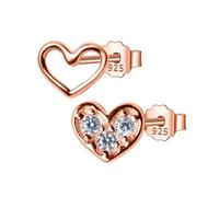 LAYCHEN Boucles D'oreilles À Tige En Argent Sterling 925 Pour Femme, Bijoux Tendance, Cœur De 6 Mm X 5 Mm Avec Zircone Cubique, Cadeau Idéal Pour Filles Et Enfants.