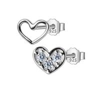 LAYCHEN Boucles D'oreilles À Tige En Argent Sterling 925 Pour Femme, Bijoux Tendance, Cœur De 6 Mm X 5 Mm Avec Zircone Cubique, Cadeau Idéal Pour Filles Et Enfants.