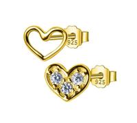 LAYCHEN Boucles D'oreilles À Tige En Argent Sterling 925 Pour Femme, Bijoux Tendance, Cœur De 6 Mm X 5 Mm Avec Zircone Cubique, Cadeau Idéal Pour Filles Et Enfants.