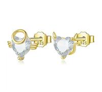 LAYCHEN Boucles D'oreilles À Tige En Argent Sterling 925 Pour Femmes, Cœur Asymétrique, Zircone Cubique Brillant, Bijoux De Mariage