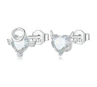 LAYCHEN Boucles D'oreilles À Tige En Argent Sterling 925 Pour Femmes, Cœur Asymétrique, Zircone Cubique Brillant, Bijoux De Mariage