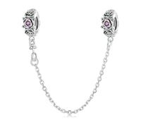 LAYCHEN Bracelet De Sécurité En Argent Sterling 925 Et Silicone Rose Pour Femme, Accessoire Original, Bijou Fin
