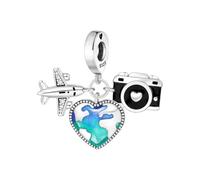 LAYCHEN Bracelet Original Pour Femme, Pendentif Carte D'avion, Appareil Photo, Breloques, Bijoux Fins, Cadeaux De Voyage Et De Vacances