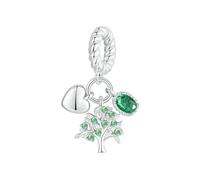 LAYCHEN Breloque Arbre De Vie En Argent Sterling 925, Compatible Avec Bracelets, Colliers, Perles En Forme De Cœur Avec Zircones Cubiques, Cadeau De Bijoux À Faire Soi-même