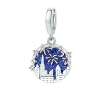 LAYCHEN Breloque De Voyage Et De Vacances En Zircon Bleu, Compatible Avec Un Bracelet À Chaîne Original, Cadeau De Bijoux À Faire Soi-même Pour Femme