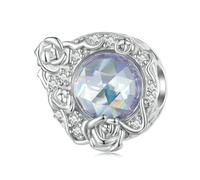 LAYCHEN Breloque En Argent Sterling 925 Avec Pierre Violette Et Motif De Rose Creuse Pour Bracelet Original Pour Femme