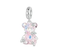 LAYCHEN Breloque En Argent Sterling 925 En Forme D'ourson Rêveur Incrusté D'étoiles, Compatible Avec Un Bracelet À Breloques, Bijoux À Faire Soi-même