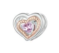 LAYCHEN Breloque En Forme De Cœur Avec Arbre De Vie Rose Et Or Pour Femme, Création De Bijoux En Argent Sterling 925, Pour Bracelet Original