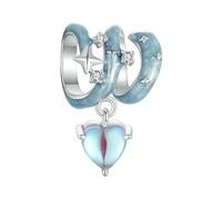 LAYCHEN Breloque Étoile Météore Pour Bracelet À Breloques, Pendentif Cœur En Argent Sterling 925, Breloque Bleue Avec Pierre De Lune Douce Pour La Peau