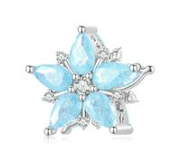 LAYCHEN Breloque Flocon De Neige En Argent Sterling 925, Perles Bleu Ciel, Zircone Aigue-marine, Pour Bracelet Femme, Bijoux Fins