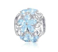 LAYCHEN Breloque Flocon De Neige En Argent Sterling 925, Série Ice Kingdom, En Forme De Couronne Et Zircone Bleue, Pour Bracelet Et Collier Pour Femme, À Faire Soi-même
