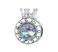 LAYCHEN Breloque Flocon De Neige En Argent Sterling 925, Série Ice Kingdom, En Forme De Couronne Et Zircone Bleue, Pour Bracelet Et Collier Pour Femme, À Faire Soi-même
