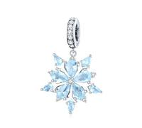 LAYCHEN Breloque Flocon De Neige En Argent Sterling 925, Série Ice Kingdom, En Forme De Couronne Et Zircone Bleue, Pour Bracelet Et Collier Pour Femme, À Faire Soi-même