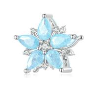 LAYCHEN Breloque Flocon De Neige En Argent Sterling 925, Série Ice Kingdom, En Forme De Couronne Et Zircone Bleue, Pour Bracelet Et Collier Pour Femme, À Faire Soi-même