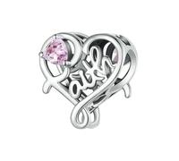 LAYCHEN Breloque Foi Pour Femme En Argent Sterling 925, Pendentif Croix En Forme De Cœur Avec Initiale En Oxyde De Zirconium, Compatible Avec Bracelet À Breloques, Cadeau De Noël