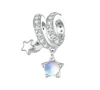LAYCHEN Breloque Irrégulière En Argent Sterling 925, Motif Lune Et Étoile, Pour Bracelet Et Jonc, Bijoux Fins
