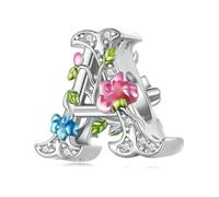 LAYCHEN Breloque Lettre A En Argent Sterling 925, Idéale Pour Les Bracelets Et Joncs Pour Femmes, Bijoux Fins, Perles De L'alphabet, Breloques Vintage En Forme De Fleur