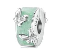 LAYCHEN Breloque Papillon En Argent Sterling 925 Émaillé Vert Menthe, Perles Rondes Pour Bracelet Original En Argent Pour Femme, Bijoux Fins