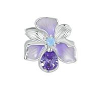 LAYCHEN Breloque Papillon En Argent Sterling 925, Motif Fleur Bleu-violet, Compatible Avec Bracelets Et Colliers, Cadeau Original À Faire Soi-même
