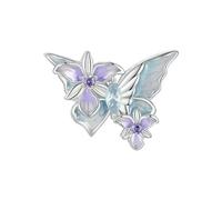 LAYCHEN Breloque Papillon En Argent Sterling 925, Motif Fleur Bleu-violet, Compatible Avec Bracelets Et Colliers, Cadeau Original À Faire Soi-même