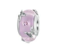 LAYCHEN Breloque Papillon Transparente En Argent Sterling 925 Avec Perles En Verre Rose Pour Bracelets Originaux Pour Femmes, Accessoires De Bijoux Diy