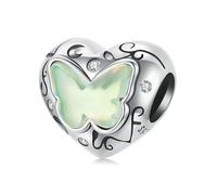 LAYCHEN Breloque Papillon Verte En Argent Sterling 925, Compatible Avec Bracelet Original, Accessoires De Bijoux Diy