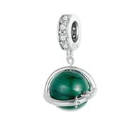 LAYCHEN Breloque Ronde Brillante En Argent Sterling 925, En Tigrite/malachite Naturelle, Pour Bracelet