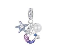 LAYCHEN Breloque Sirène En Argent Sterling 925, Délicate Et Rêveuse, En Silicone, Pour Femme, Compatible Avec Un Bracelet Original.