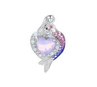 LAYCHEN Breloque Sirène En Argent Sterling 925, Délicate Et Rêveuse, En Silicone, Pour Femme, Compatible Avec Un Bracelet Original.