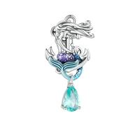 LAYCHEN Breloque Sirène En Argent Sterling 925 Et Émail Bleu, Perles D'ancrage Pour Bracelets Et Colliers Pour Femmes, Bijoux Fins À Faire Soi-même