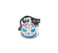 LAYCHEN Breloques Citrouilles D'halloween En Argent Sterling 925, Motif Chat Noir, Pour Bracelets Et Joncs Pour Femmes, Bijoux Fins