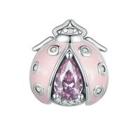 LAYCHEN Breloques Coccinelles En Argent Sterling 925 Et Émail Rose, En Zircon Rose, Pour Bracelets Et Joncs Pour Femmes, Bijoux Fins À Faire Soi-même