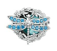 LAYCHEN Breloques En Argent Sterling 925 Avec Zircone Bleue Et Guirlande De Perles Libellule Pour Bracelet Et Jonc Original Pour Femme, Bijoux Fins