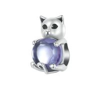 LAYCHEN Breloques En Argent Sterling 925 En Forme D'animal Pour Femme, Bracelet Lumineux En Forme De Poisson-lanterne Et De Chat-globe, Accessoires De Bricolage