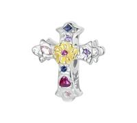 LAYCHEN Breloques En Argent Sterling 925 En Forme De Croix Dorée Incrustées De Zircons Cubiques Colorés, Adaptées Aux Bracelets, Accessoires De Mode Diy