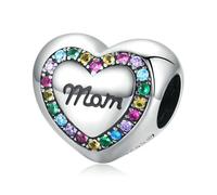 LAYCHEN Breloques En Argent Sterling 925 En Forme De Cœur, Adaptées Aux Bracelets Originaux, Pendentifs Colorés En Zircone Incrustée, Accessoires De Bricolage