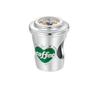 LAYCHEN Breloques En Argent Sterling 925 En Forme De Tasse À Café Avec Zircone Café, Adaptées Aux Bracelets Européens, Colliers, Bijoux À Faire Soi-même, Cadeau