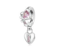 LAYCHEN Breloques En Argent Sterling 925 En Forme D'ours Rose, Perles En Forme De Cœur Pour Bracelets Et Joncs Pour Femmes Et Filles, Bijoux Fins À Faire Soi-même
