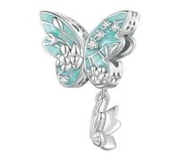LAYCHEN Breloques En Argent Sterling 925, Exquises, En Émail Vert, En Forme D'oiseau Et De Papillon, Pour Bracelet Original Et Jonc Pour Femme, Bijoux Fins