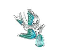 LAYCHEN Breloques En Argent Sterling 925, Exquises, En Émail Vert, En Forme D'oiseau Et De Papillon, Pour Bracelet Original Et Jonc Pour Femme, Bijoux Fins