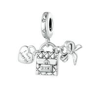 LAYCHEN Breloques En Argent Sterling 925 « i Love Shopping » En Forme De Sac Et De Nœud Papillon, Adaptées Aux Bracelets Originaux Pour Femmes, Accessoires De Bijoux Diy