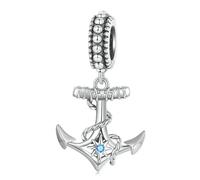 LAYCHEN Breloques En Argent Sterling 925, Série Océan, Pendentif Ancre De Navire, Étoile En Zircon Bleu, Pour Bracelet Et Collier, Diy
