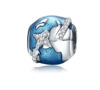 LAYCHEN Breloques En Argent Sterling 925, Série Universe, Étoiles Et Lune, Planète Bleue, Pour Bracelet, Bijoux Fins, À Faire Soi-même, Idée Cadeau