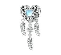 LAYCHEN Breloques En Forme De Cœur Bleu En Argent Sterling 925, Attrape-rêves, Plumes, Pour Bracelets Et Colliers Pour Femmes, Bijoux Fins À Faire Soi-même