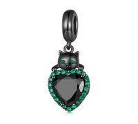 LAYCHEN Breloques En Forme De Cœur En Argent Sterling 925, Motif Chat Noir, Pour Bracelets Et Colliers, Bijoux Fins À Faire Soi-même