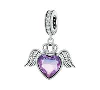 LAYCHEN Breloques En Forme De Cœur Violet En Argent Sterling 925 Pour Femme, Pendentifs Et Colliers, À Faire Soi-même