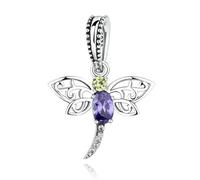 LAYCHEN Breloques En Forme De Libellule Violette En Argent Sterling 925 Pour Bracelets Et Colliers Pour Femmes, Bijoux Fins À Faire Soi-même