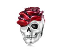 LAYCHEN Breloques Halloween En Argent Sterling 925, Adaptées Aux Bracelets Et Joncs À Breloques Diy, Bijoux Fins, Pendentif Tête De Mort, Perle Rose
