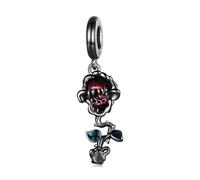 LAYCHEN Breloques Halloween En Argent Sterling 925, Adaptées Aux Bracelets Et Joncs À Breloques Diy, Bijoux Fins, Pendentif Tête De Mort, Perle Rose