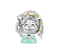 LAYCHEN Breloques Mignonnes En Forme De Chat Et De Fille Pour Bracelets À Breloques, Perles En Argent Sterling 925, Accessoires Diy, Bijoux Pour La Saint-valentin